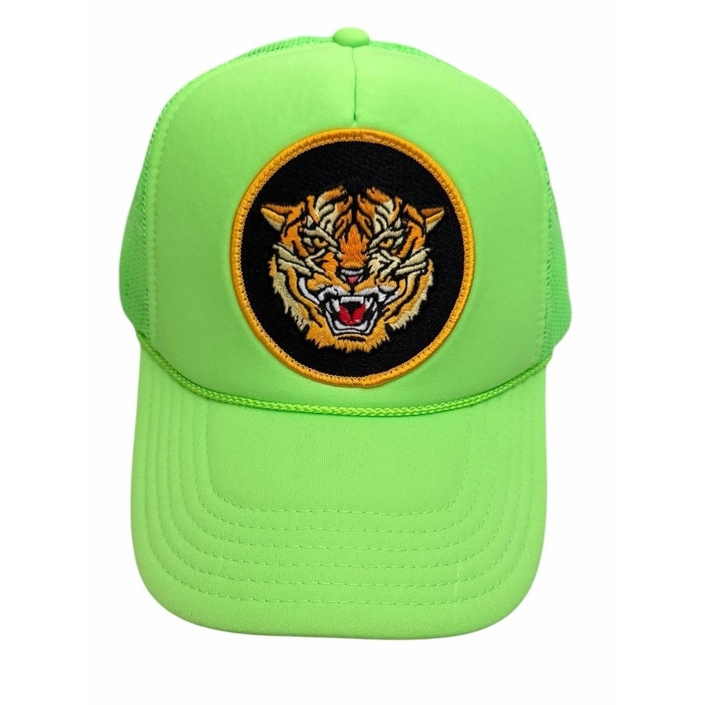 Aviator Nation Dreamland Tiger‎ Vintage Trucker Hat Neon Green